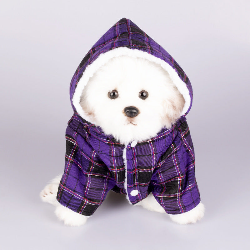 Dog Hooded Plaid Sweater