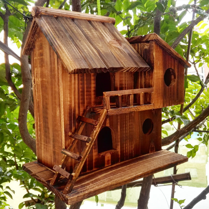 Hanging Wooden Bird Feeder