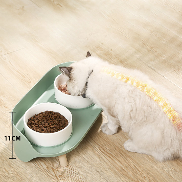Pet Bowl Tilted Cat Double Bowls