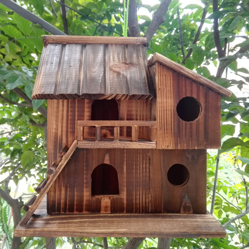 Hanging Wooden Bird Feeder