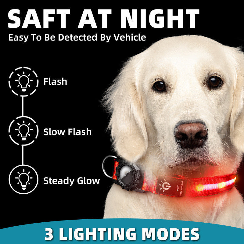 Light Up Pet Collar With Locator Holder