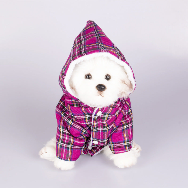 Dog Hooded Plaid Sweater