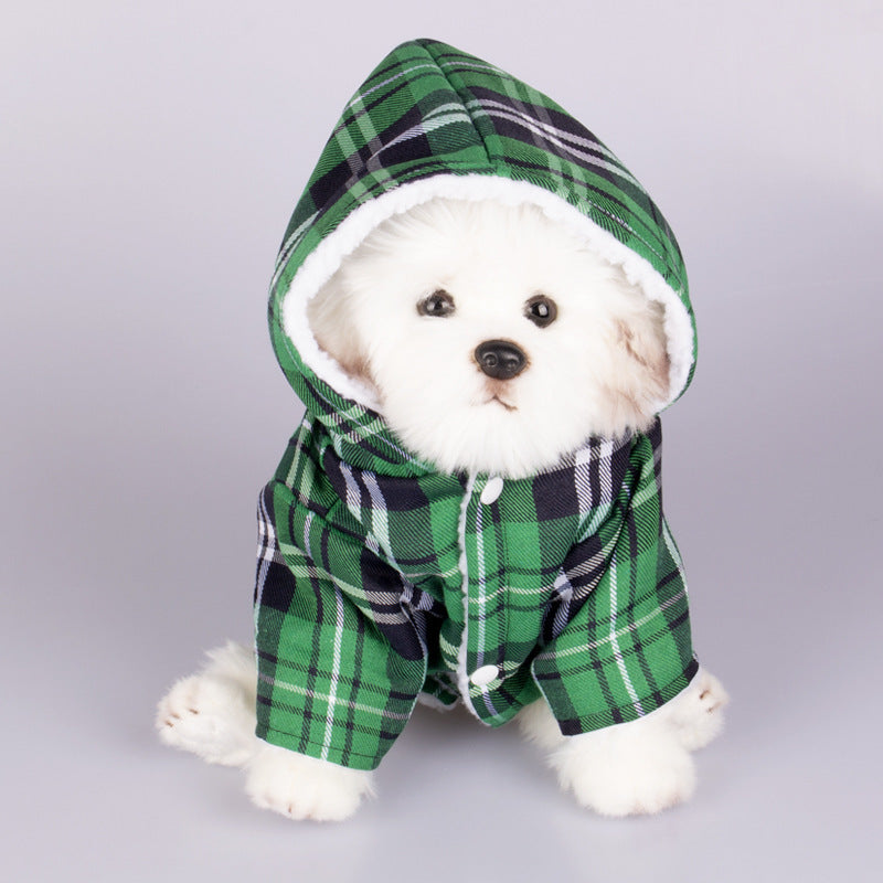 Dog Hooded Plaid Sweater
