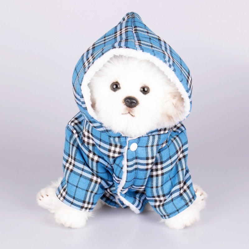 Dog Hooded Plaid Sweater
