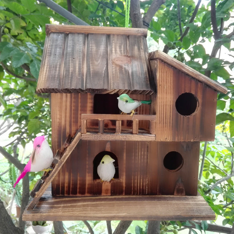 Hanging Wooden Bird Feeder