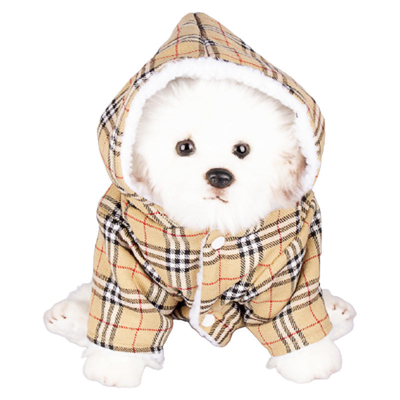 Dog Hooded Plaid Sweater