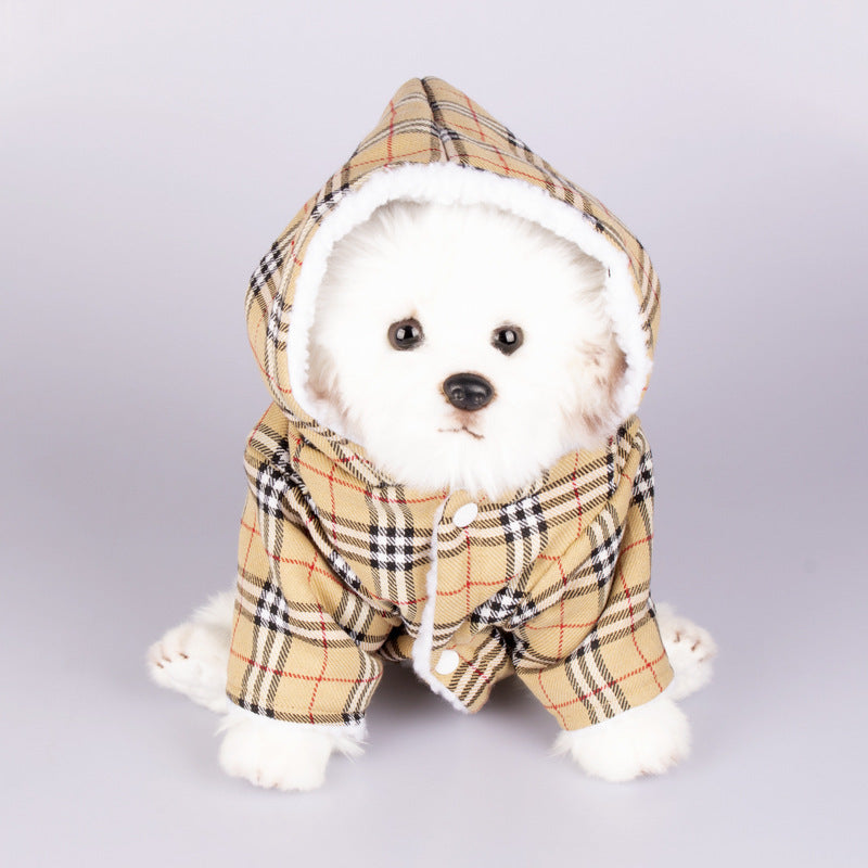 Dog Hooded Plaid Sweater